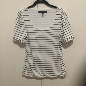 Women's White w/Black Stripes Lined Shirt Size Small